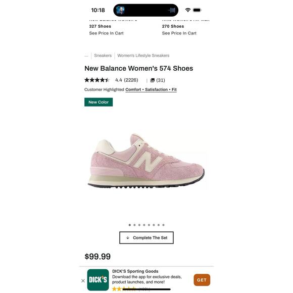 New Balance 574 Sneakers Pink Grey Suede Retro Running Shoes WN Sz 11 Brand New - Picture 13 of 15